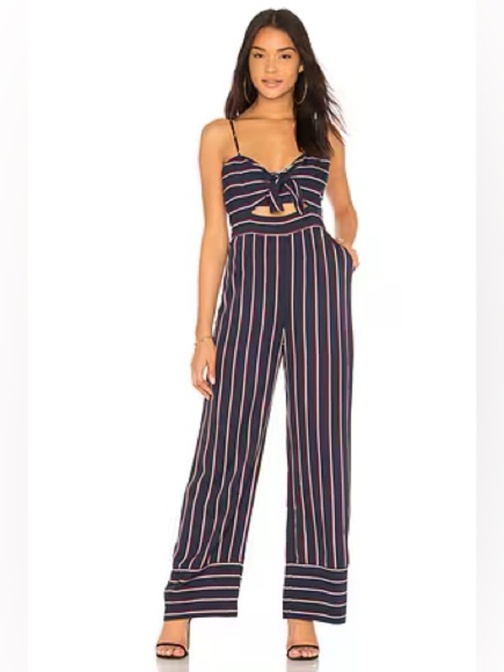Revolve Bardot Lulu Jumpsuit in Navy Stripe